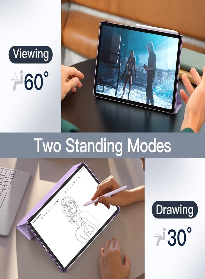 جي تيك جراب JETech لجهاز سامسونج جالاكسي تاب S10 لايت / S10 FE / S9 FE مقاس 10.9 بوصة، غطاء خلفي شفاف رفيع ثلاثي الطيات لحماية الجهاز اللوحي، يدعم شحن قلم S Pen، خاصية التشغيل/الإيقاف التلقائي (لون الخزامى) - Image 5